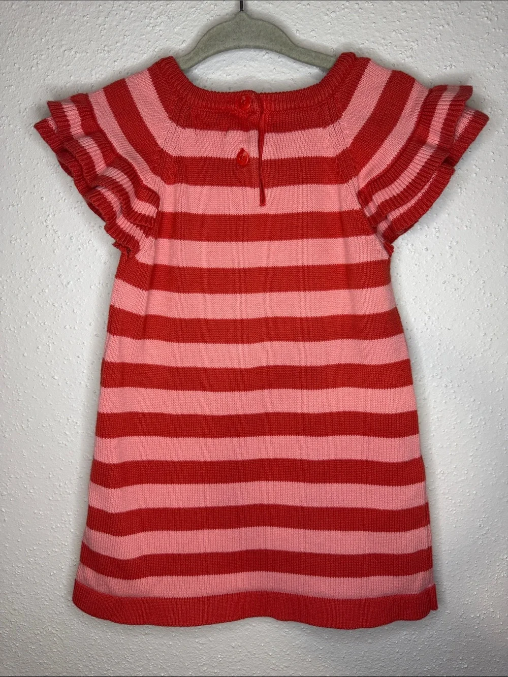 Gymboree Orange and Salmon Pink Striped Ruffle Sleeve Knit Dress